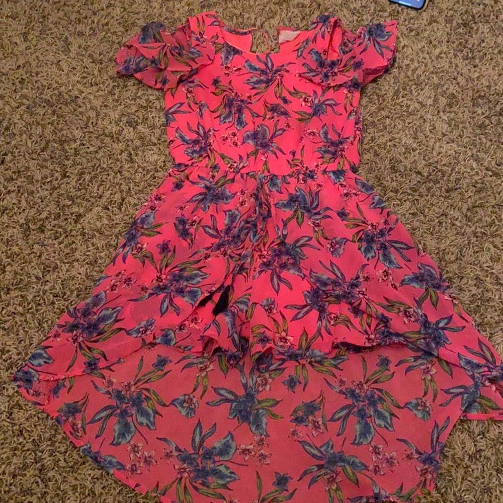 Cute pink floral dress with shorts built in